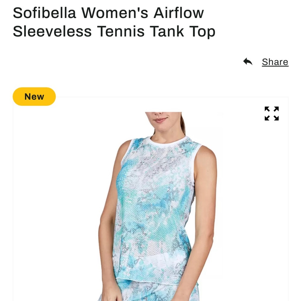 Small Sofibella Women's Airflow Sleeveless Tennis Tank Top